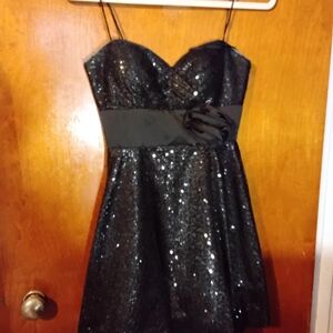Adrianna Papell Black Sequin Mini Dress